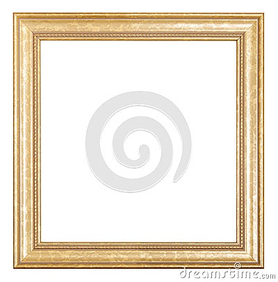 Square golden wooden picture frame Stock Photo