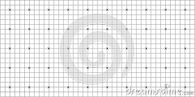 Square grid texture, grid line paper sheet with crosses, blank grid sheet for technology, drawing and architecture draft, texture Vector Illustration