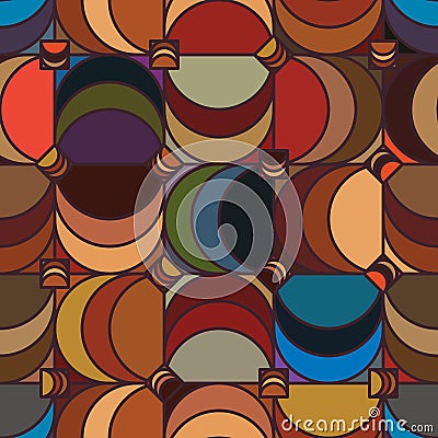 Square half moon vintage seamless pattern Vector Illustration