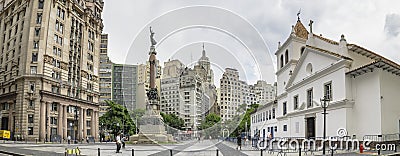 Square at historic downtown of Sao Paulo SP Brazil Editorial Stock Photo