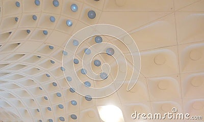 Square hole deck ceiling or true ceiling view design of international airport india Stock Photo