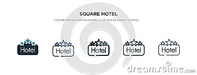 Square hotel icon in different style vector illustration. two colored and black square hotel vector icons designed in filled, Vector Illustration