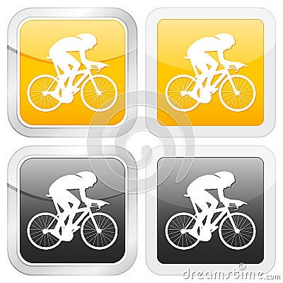 Square icon cyclist Vector Illustration