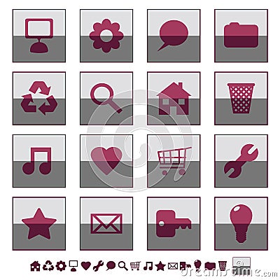 Square icons set 1 Vector Illustration