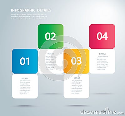Square info graphic Vector template with 4 options. Can be used for web, diagram, graph, presentation, chart, report, step by step Vector Illustration