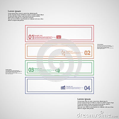 Square infographic template divided to four parts from double outlines Vector Illustration