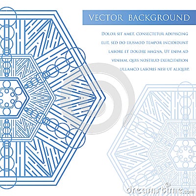 Square invite template. Vector invitation with mandala design element. Stock Photo