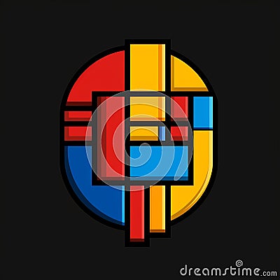 Vibrant Abstract Logo Inspired By Mondrian's Oud Bruin Stock Photo