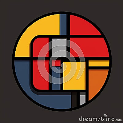 Regretful Oud Bruin Logo: Abstract Square Circular Design With Vibrant Colors Stock Photo