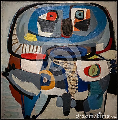 Square man, 1961 by Dutch CoBrA painter Karel Appel Editorial Stock Photo