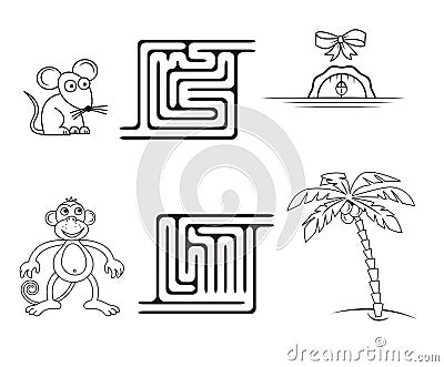 Square maze game for kids. Vector Illustration