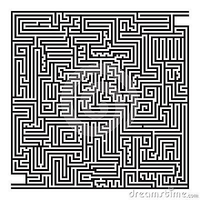 Square maze game sketch, high level. Vector Illustration