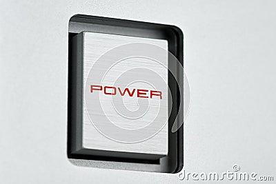 Square metal power button Stock Photo