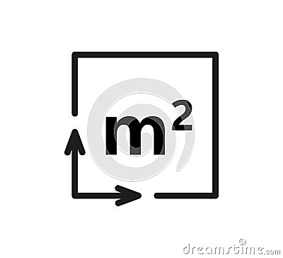 Square Meter icon. M2 sign. Flat area in square metres . Measuring land area icon. Place dimension pictogram. Vector Vector Illustration