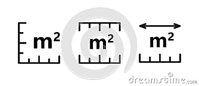 Square Meter icon. M2 sign. Flat area in square metres . Measuring land area icon. Place dimension pictogram. Vector Vector Illustration