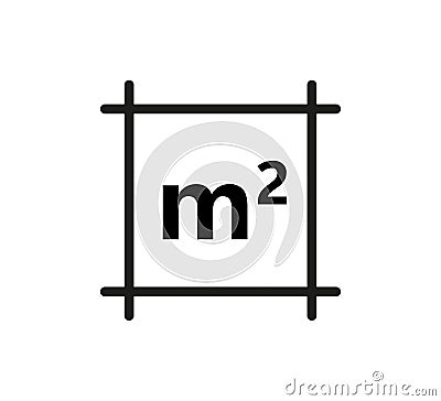 Square Meter icon. M2 sign. Flat area in square metres . Measuring land area icon. Place dimension pictogram. Vector Vector Illustration