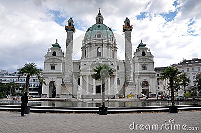 Nice church and city Vienna, Austria, Europe Editorial Stock Photo