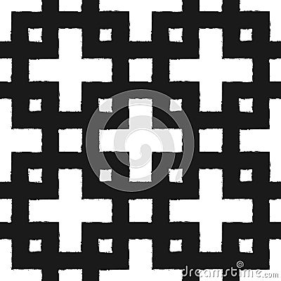 Square ornament painted with a brush. Seamless pattern. Grunge. Vector Illustration