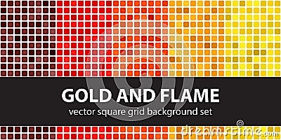 Square pattern set Gold and Flame. Vector seamless tile backgrounds Vector Illustration