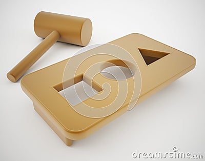 Square peg round hole Stock Photo