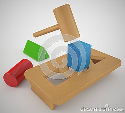 Square peg round hole Stock Photo