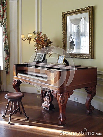 Square piano in Casa Loma, Toronto Editorial Stock Photo