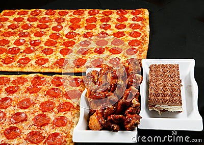 Square pizza combo Stock Photo