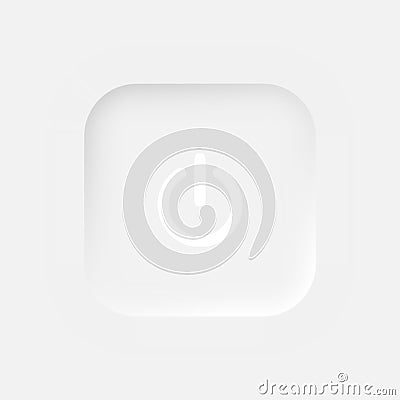 Square power button on a white background. User interface elements in the style of neumorphism, UX. Vector Illustration