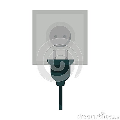 Square power socket and black plug isolated illustration Vector Illustration