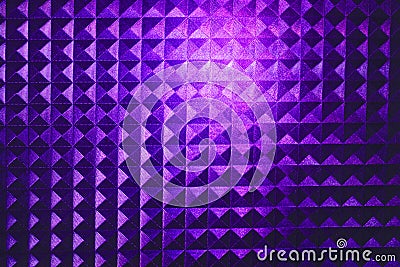 Square pyramidal purple stripped pattern texture illuminated neon plastic glow Stock Photo