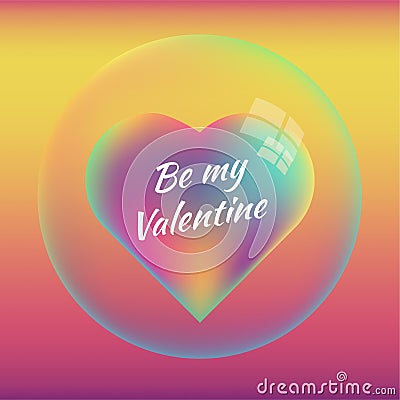 Square rainbow abstract background with colorful heart inside tbe bubble Vector Illustration