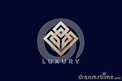 Square Rhombus Logo Abstract Design Linear Outline Luxury Style Vector Template Vector Illustration