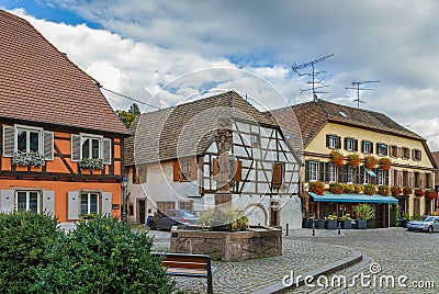 Square in Ribeauville, Alsace, France Editorial Stock Photo