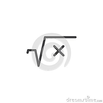 Square root icon set. math root number formula vector symbol. mathematic square root of x icon in black filled and outlined style Vector Illustration