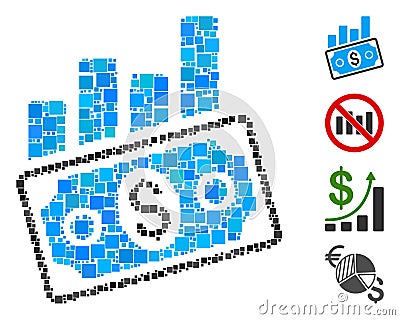 Square Sales Bar Chart Icon Vector Collage Stock Photo