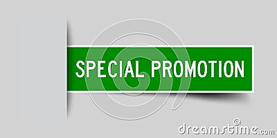 Square seal green sticker in word special promotion insert on gray background Vector Illustration