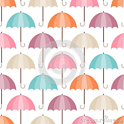 Seamless Pattern Graphic Umbrellas Different Retro Colors Vector Illustration