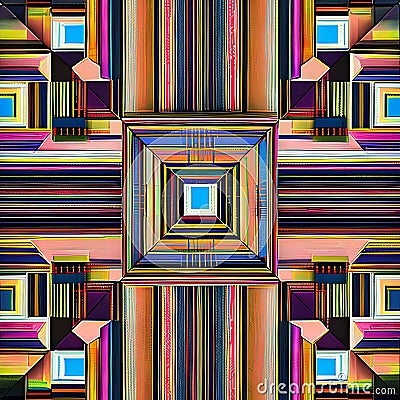 Square Serenade: An image of a geometric pattern created with squares, in a mix of bold and muted colors2, Generative AI Stock Photo