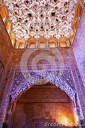 Square Shaped Ceiling Sala de los Reyes Alhambra Granada Stock Photo