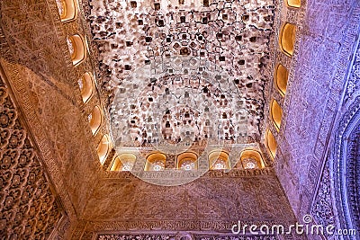 Square Shaped Ceiling Sala de los Reyes Alhambra Granada Spain Stock Photo