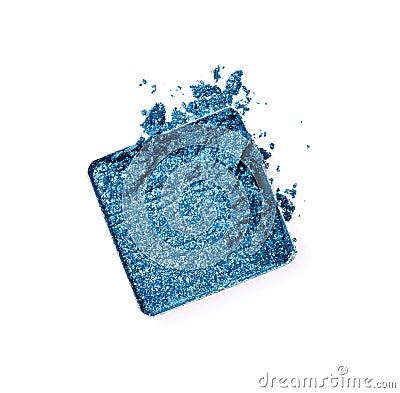 Square shiny blue crushed eyeshadow for make up as sample of cosmetic product Stock Photo