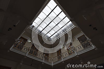 Square skylight of a colombian police museum colonial building Editorial Stock Photo