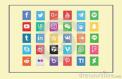 Square Social Media icons Editorial Stock Photo