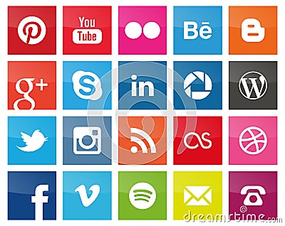 Square Social Media icons Vector Illustration