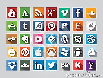 Square Social Media icons Editorial Stock Photo