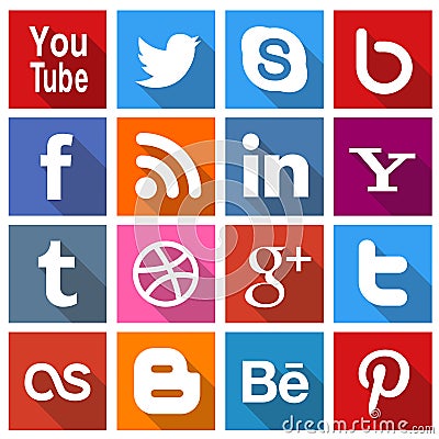 Square Social Media icons 2 Vector Illustration