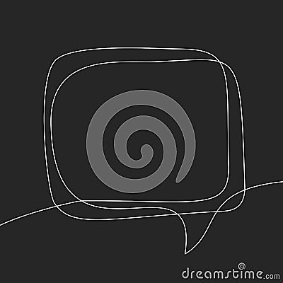 Square speech bubble continuous one line drawing doodle style, Graphics vector minimalist linear illustration Vector Illustration