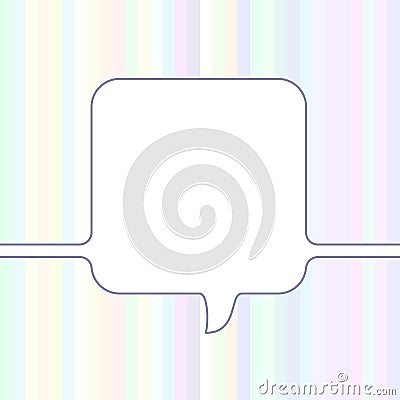 Square speech bubble made of one continuous line on tender multicolored striped background, Vector Vector Illustration