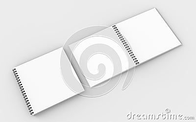 Square spiral binding notebook mock up isolated on soft gray background. 3D illustrating. Stock Photo