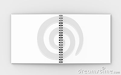 Square spiral binding notebook mock up isolated on soft gray background. 3D illustrating. Stock Photo